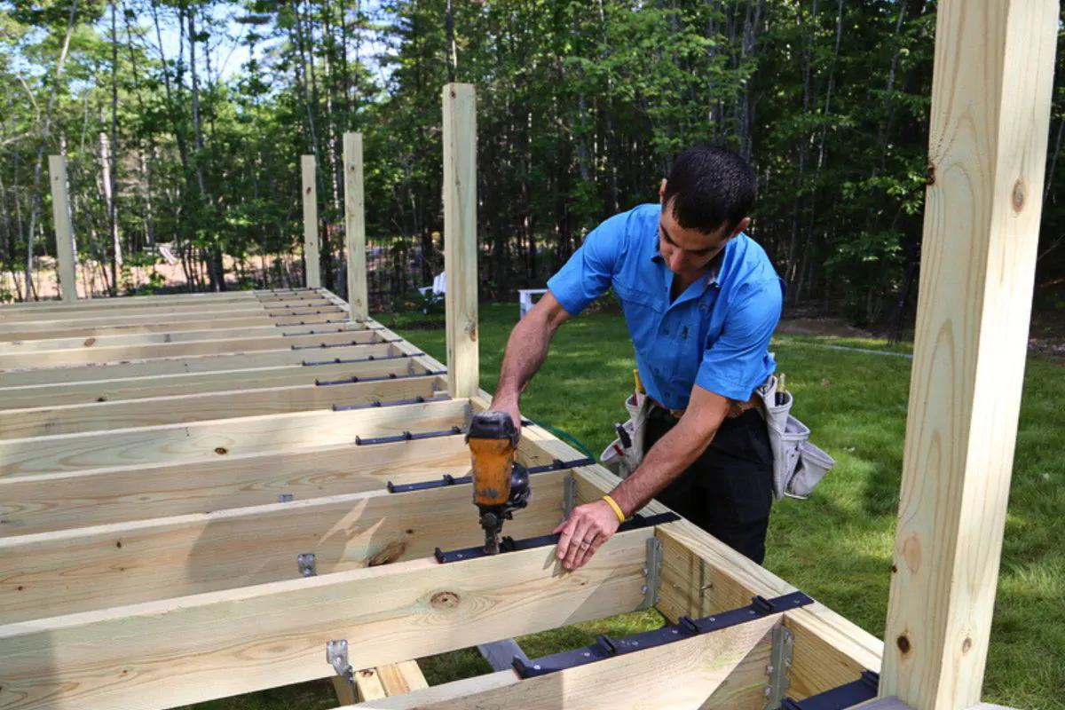 Contractor Installing New Deck in Wasilla, AK