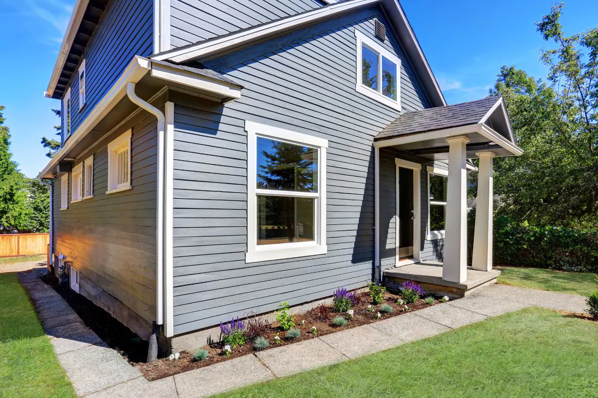 House Exterior with Blue Siding