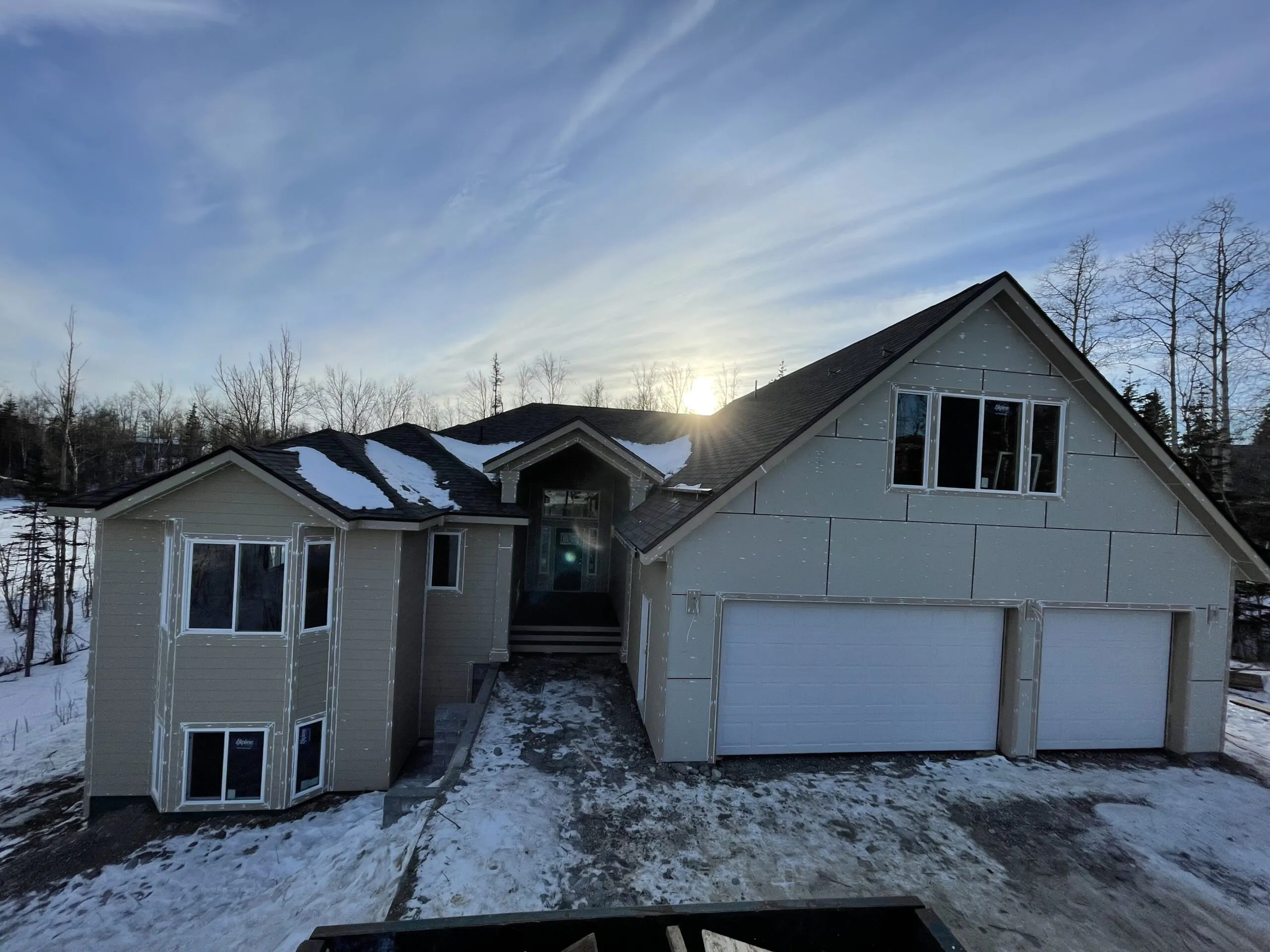 House recently siding installed on winter