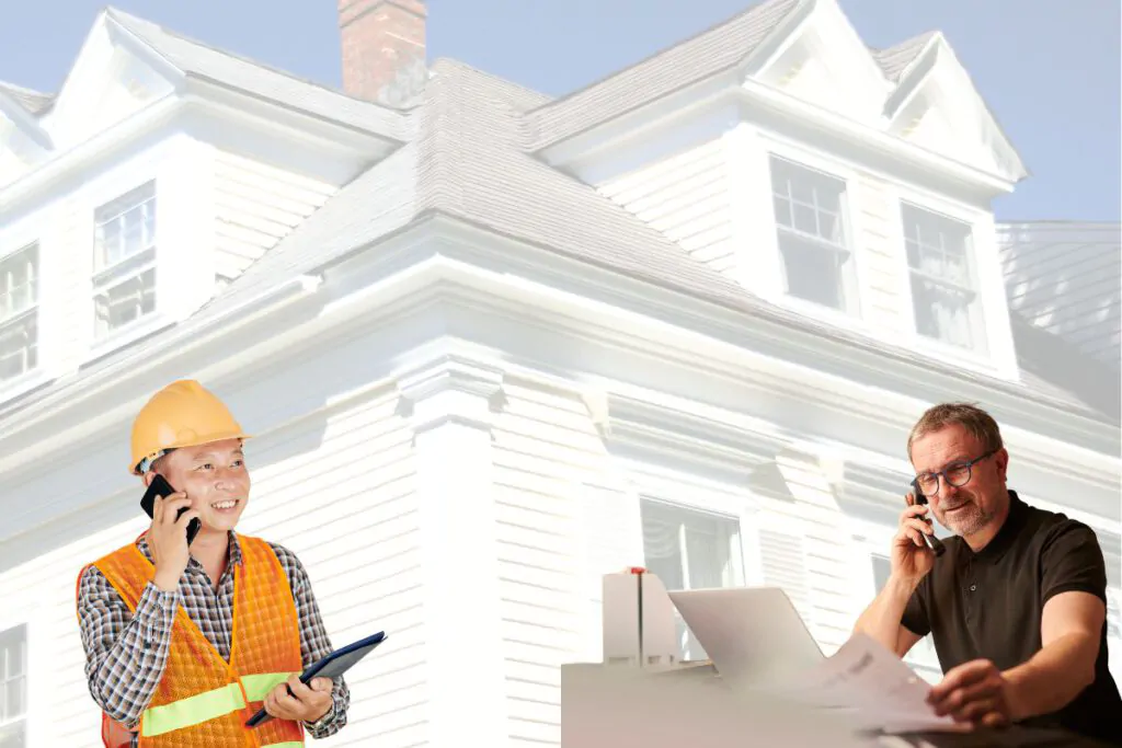 man talking to siding contractor through phone