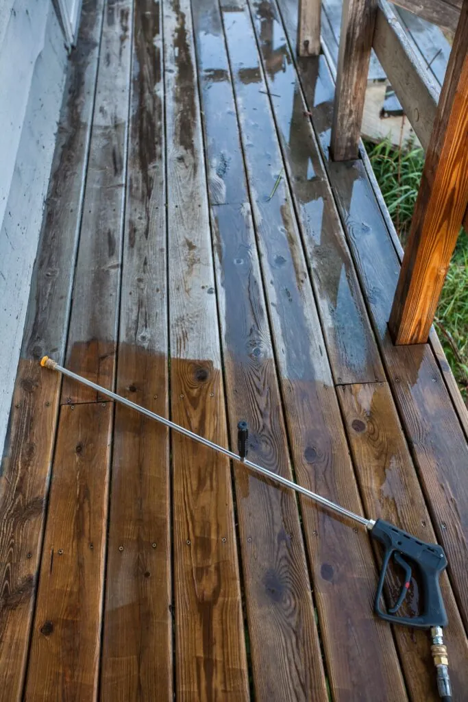 deck restoration using a power washing